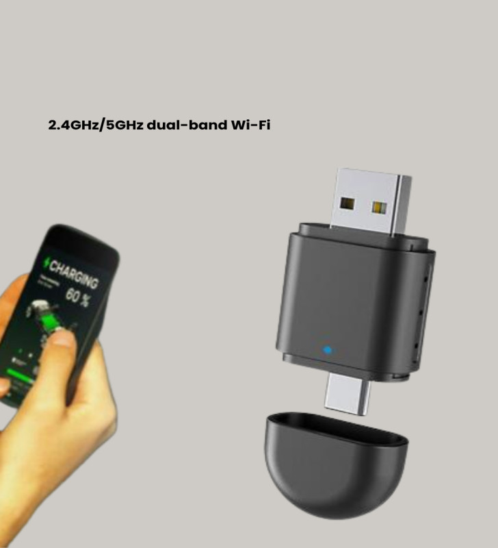 Kablosuz CarPlay Adaptörü – USB-A & Type-C Uyumlu Hızlı Bağlantı Cihazı - Lisinya