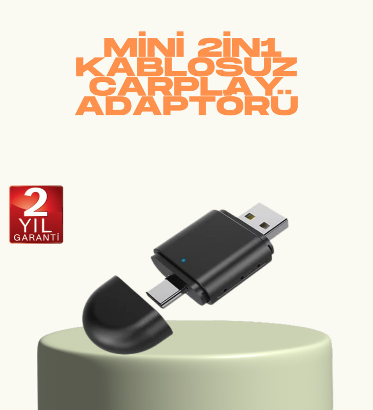 Kablosuz CarPlay ve Android Auto Adaptörü – USB-A & Type-C Girişli Akıllı Dönüştürücü - Lisinya