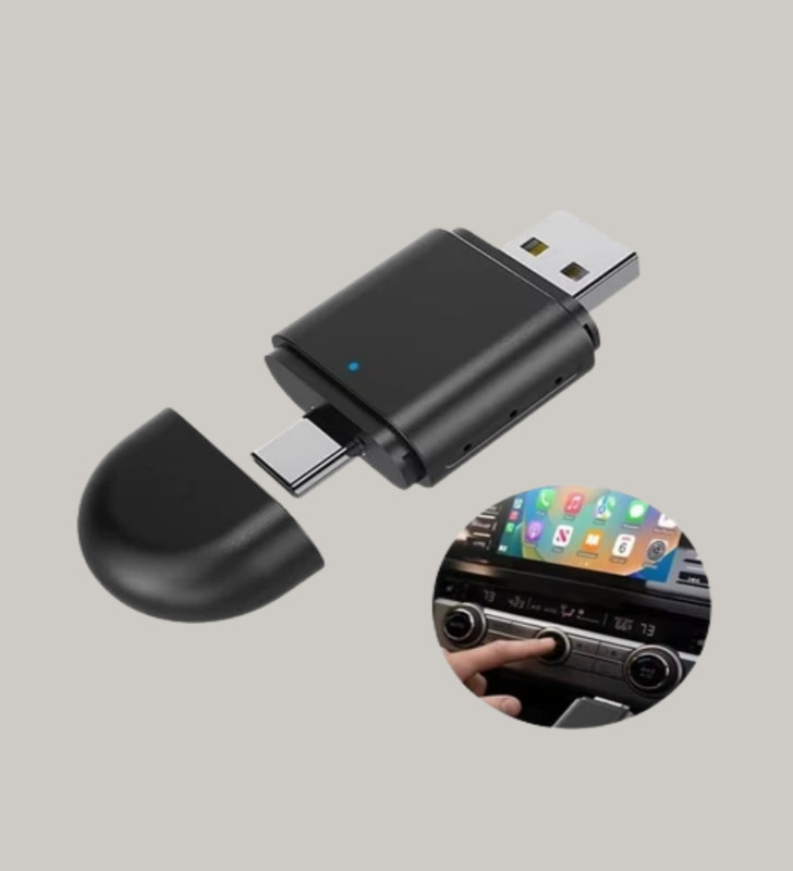 Kablosuz CarPlay ve Android Auto Adaptörü – USB-A & Type-C Girişli Akıllı Dönüştürücü - Lisinya