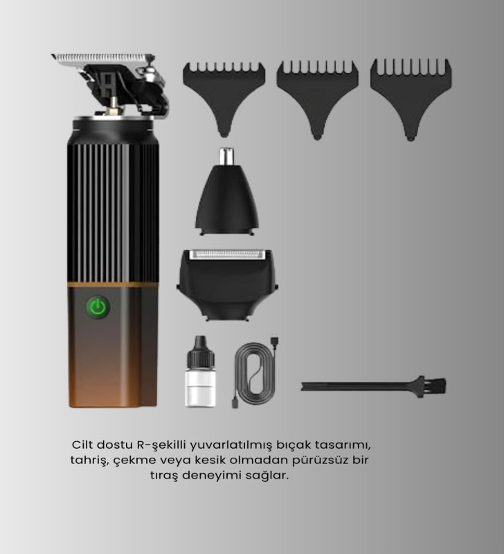 Erkekler İçin Şarjlı 3’ü 1 Arada Trimmer Seti – Güçlü Motor, Sessiz Çalışma - Lisinya