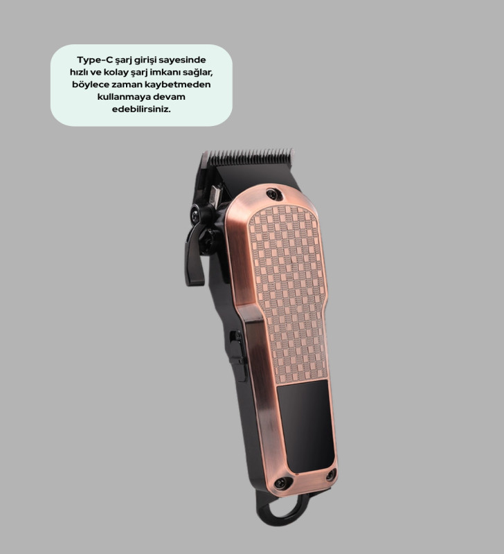 Şarjlı Saç Kesme Makinesi – 4 Kademeli Ayar, LCD Ekran ve Hızlı Şarj Desteği - Lisinya