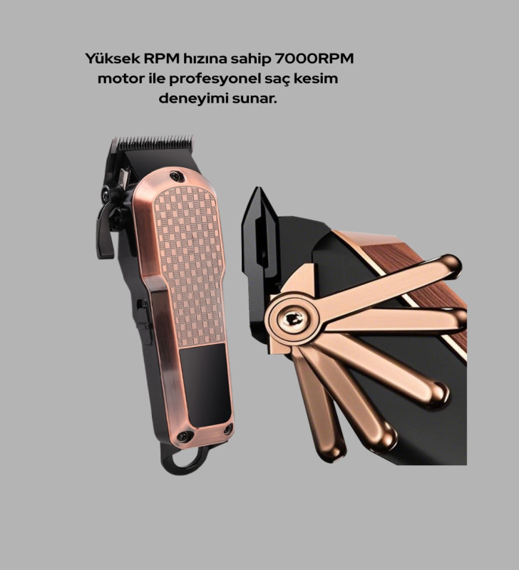 Profesyonel Saç Tıraş Makinesi – 7000RPM Güçlü Motor ve 4 Kademeli Ayar - Lisinya