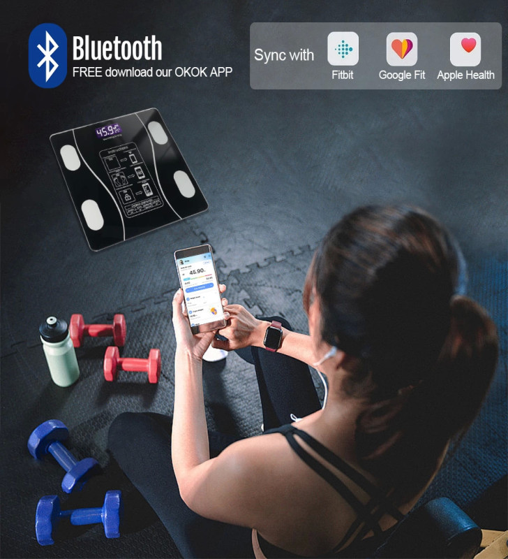 Akıllı Kablosuz Dijital Banyo Ve Vücut Yağ Ağırlık Ölçeği Vücut Kompozisyonu Analizörü Bluetoothlu Tartı ( Lisinya )