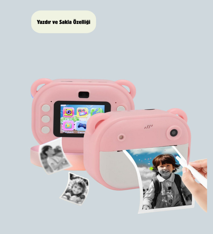 Anında Baskı Özellikli Şipşak Kamera 24MP HD Çift Lensli ve 32GB Hafızalı - Lisinya