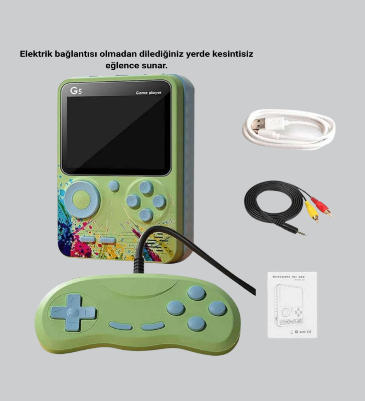 500 Oyunlu G5 Retro Mini Oyun Konsolu 3 İnç Ekran ve AV TV Desteği - Lisinya