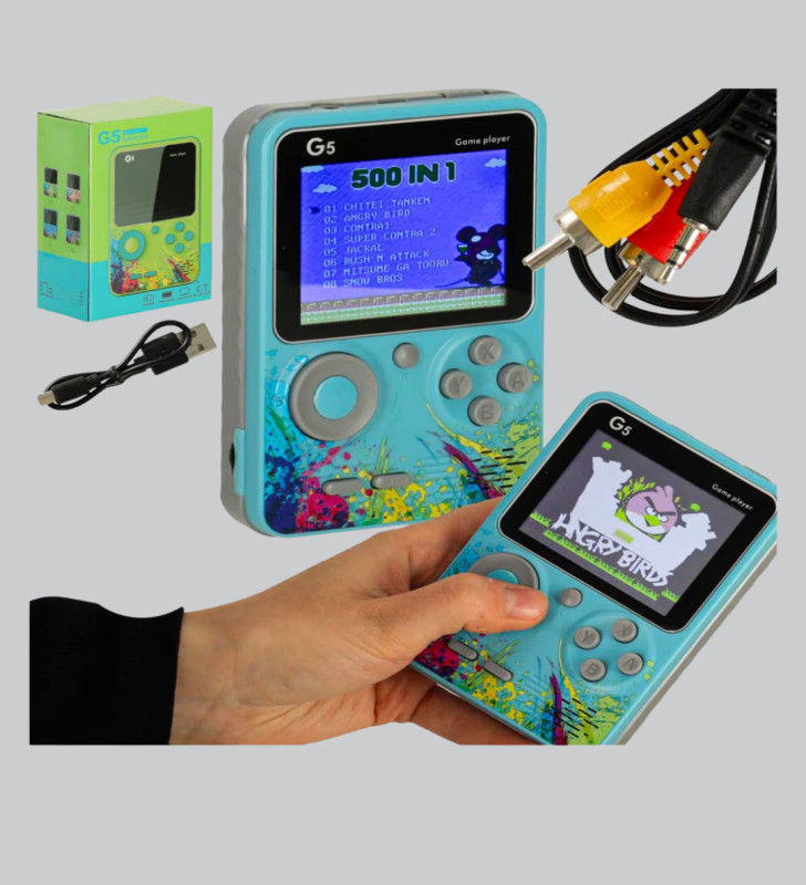 G5 Taşınabilir Retro Game Box 500 Oyunlu Şarjlı Mini Oyun Konsolu - Lisinya