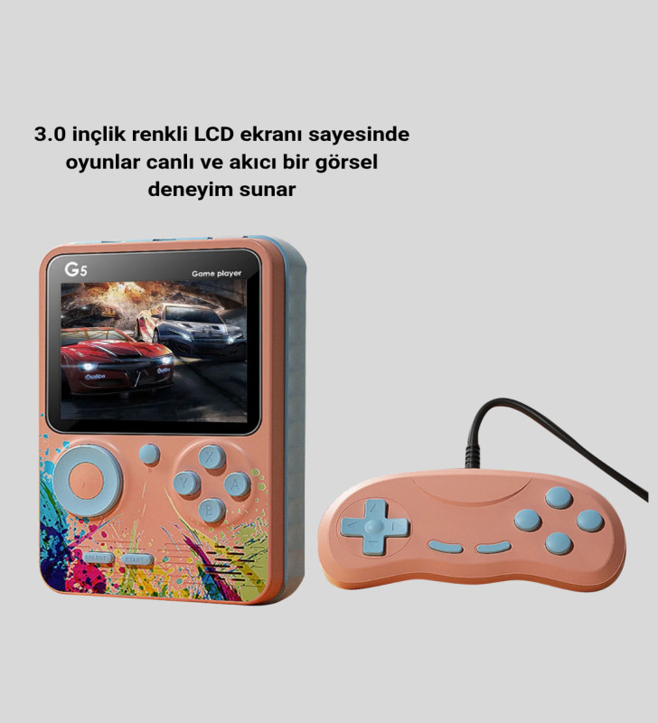 Retro Taşınabilir Oyun Konsolu 500 Klasik Oyunlu, 3.0 İnç Renkli Ekran - Lisinya