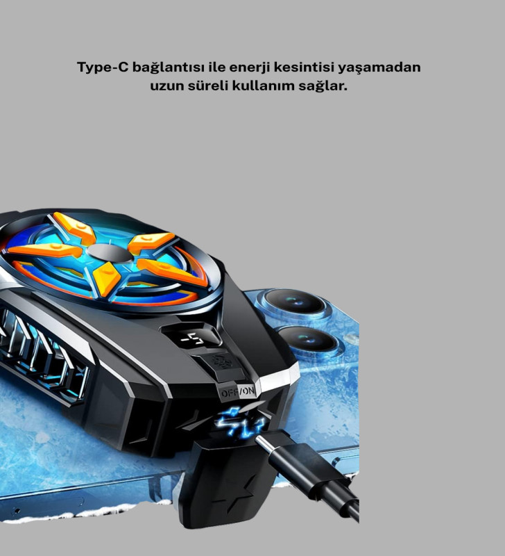 Telefon Soğutucu Radyatör Type-C Bağlantılı 2 Kademeli Dijital Kontrollü - Lisinya