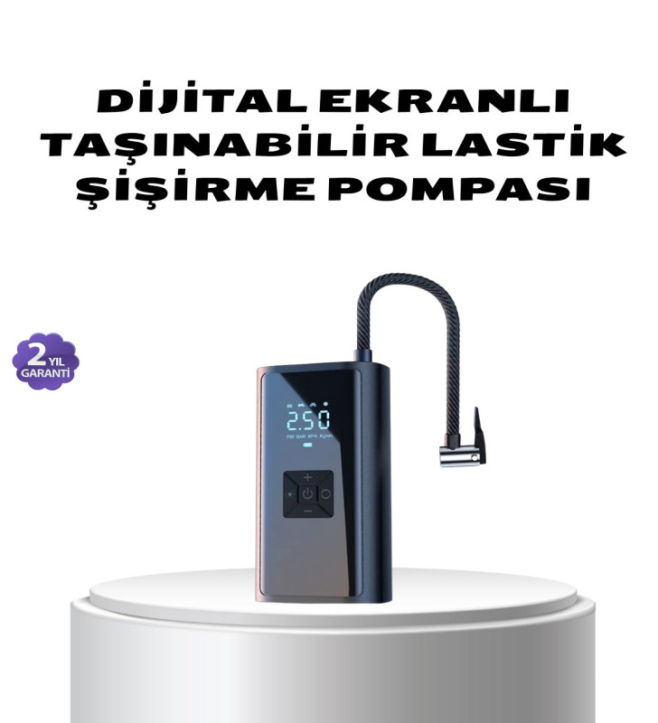 Kablosuz Dijital Lastik Şişirme Pompası LED Işıklı 80W - Lisinya