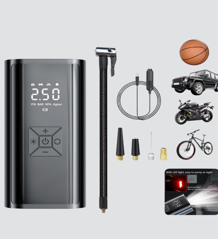 Kablosuz Dijital Lastik Şişirme Pompası LED Işıklı 80W - Lisinya