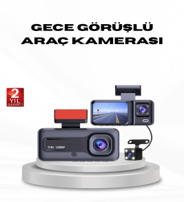 Full HD Üç Kameralı Araç Kamerası G-Sensörlü ve Gece Görüşlü - Lisinya