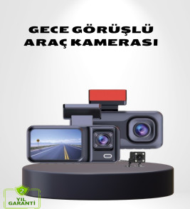 Üç Kameralı Dash Cam 170° Geniş Açılı Full HD Gece Görüşlü - Lisinya