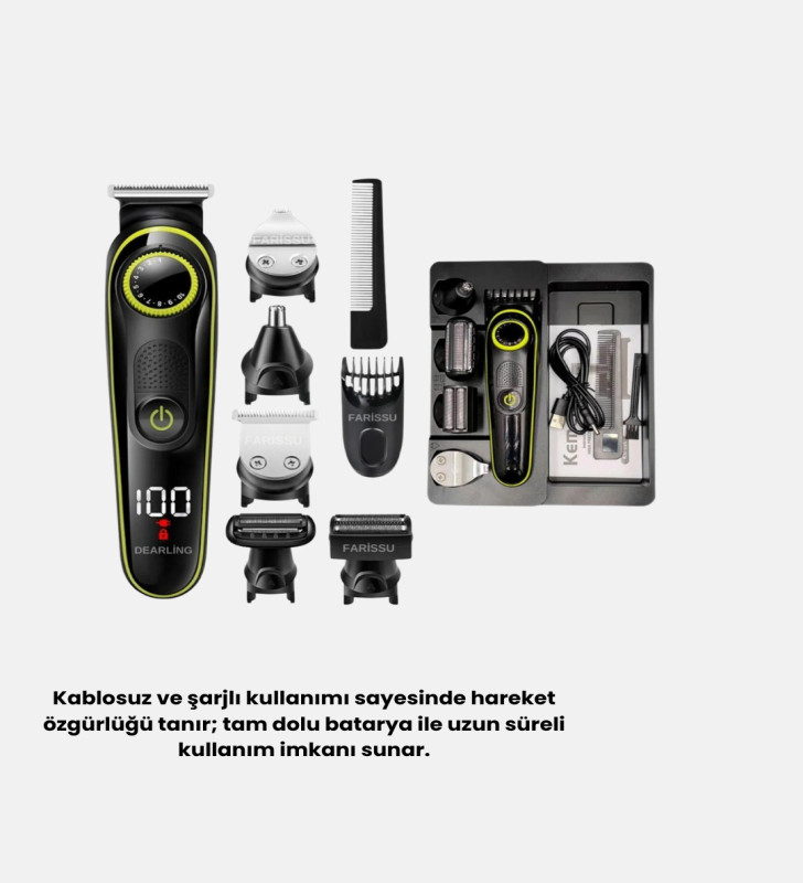 5’i 1 Arada Şarjlı Erkek Bakım Seti LED Göstergeli ve Suya Dayanıklı - Lisinya