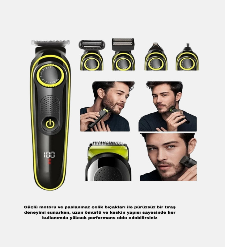 5’i 1 Arada Şarjlı Erkek Bakım Seti LED Göstergeli ve Suya Dayanıklı - Lisinya