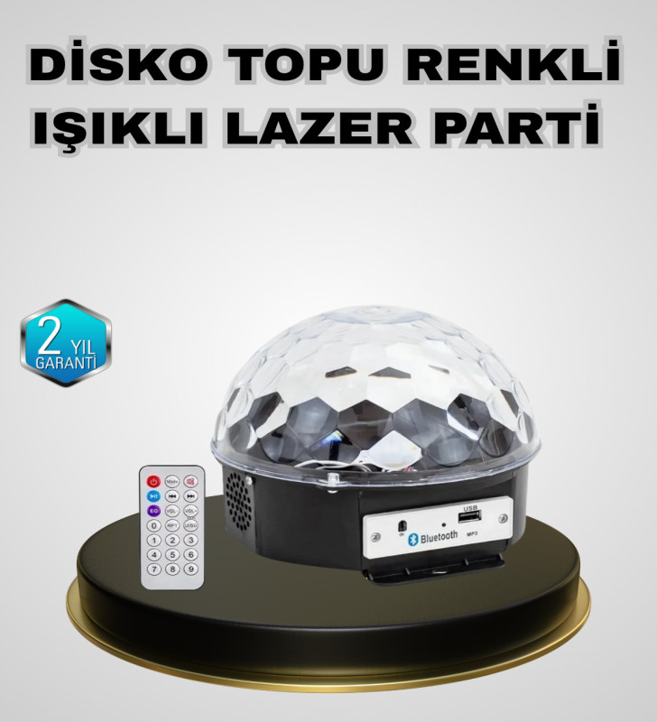 Bluetooth Hoparlörlü LED Disko Işığı Müzik Ritim Duyarlı ve Taşınabilir - Lisinya