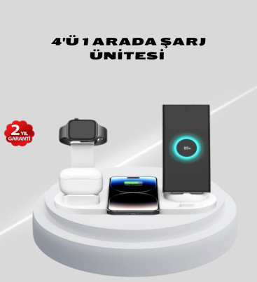 Kablosuz Şarj İstasyonu 4’ü 1 Arada iPhone Watch ve AirPods Uyumlu - Lisinya
