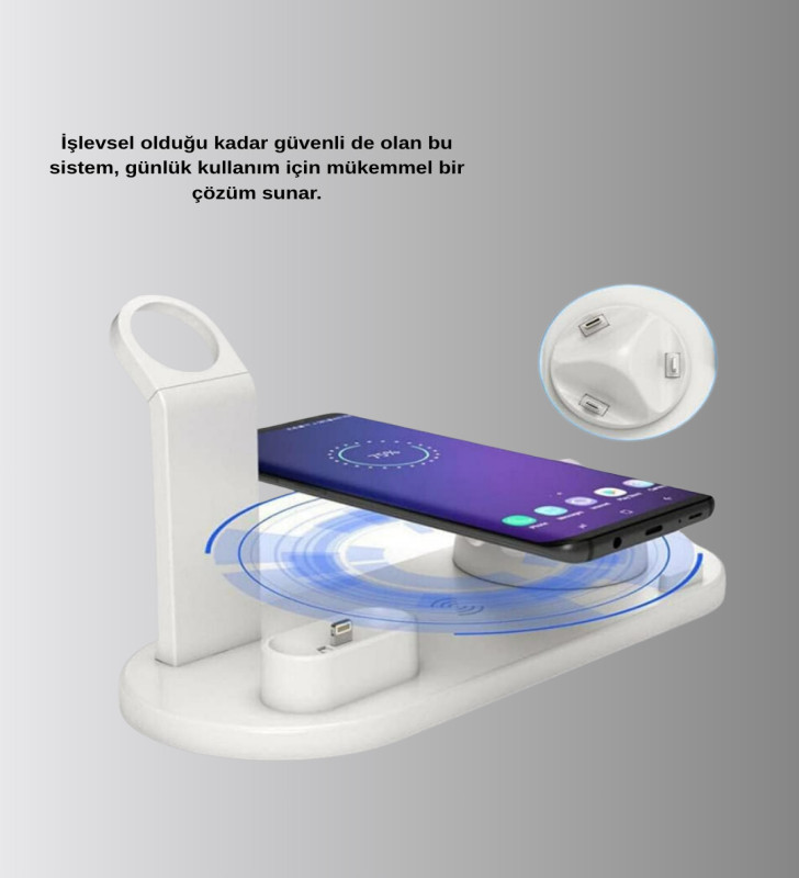 Kablosuz Şarj İstasyonu 4’ü 1 Arada iPhone Watch ve AirPods Uyumlu - Lisinya
