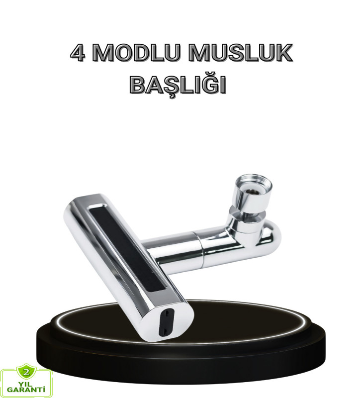 4 Fonksiyonlu Musluk Başlığı 360 Derece Dönebilen ve Su Tasarruflu - Lisinya