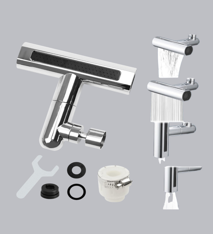 4 Fonksiyonlu Musluk Başlığı 360 Derece Dönebilen ve Su Tasarruflu - Lisinya