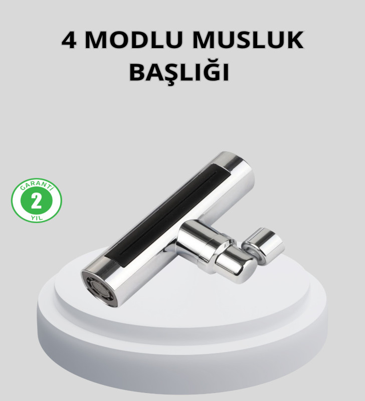 360° Dönebilen Musluk Başlığı 4 Fonksiyonlu Su Tasarruflu ve Dayanıklı - Lisinya