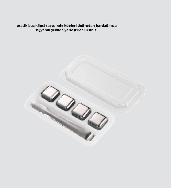 Paslanmaz Metal Buz Küpleri Seti Klipsli Sulandırmadan Soğutma Özellikli - Lisinya