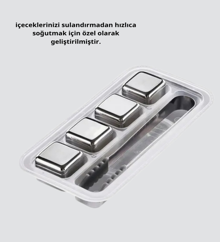 Paslanmaz Metal Buz Küpleri Seti Klipsli Sulandırmadan Soğutma Özellikli - Lisinya