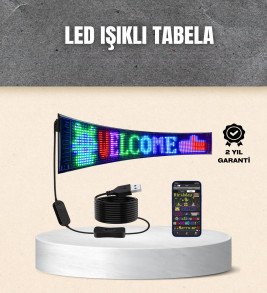 RGB Kayar Yazılı LED Reklam Ekranı – USB Bağlantılı Esnek Tasarım - Lisinya
