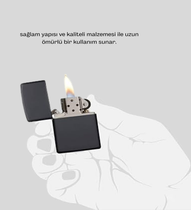 Metal Gövdeli Tasarım Çakmak Mat Yüzeyli ve Ergonomik Tutma Özellikli - Lisinya