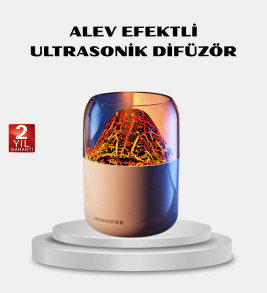280ml Alev Işıklı Ultrasonik Hava Nemlendirici Sessiz ve USB Şarjlı - Lisinya