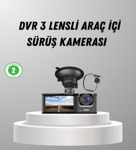 Üç Kameralı Araç DVR Full HD Gece Görüşlü ve 2 inç IPS Ekranlı - Lisinya