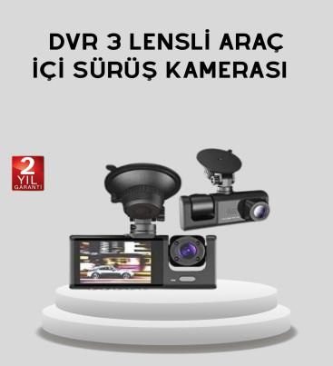 Full HD Üç Kameralı Araç Kamerası 170° Geniş Açılı ve Park Destekli - Lisinya