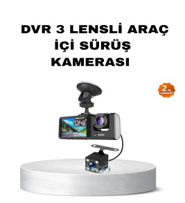 Üç Kameralı Araç İçi Kayıt Sistemi Full HD Gece Görüşlü ve G-Sensör Destekli - Lisinya