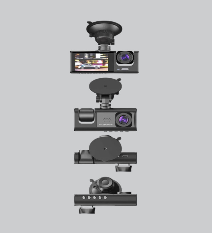 Üç Kameralı Araç İçi Kayıt Sistemi Full HD Gece Görüşlü ve G-Sensör Destekli - Lisinya
