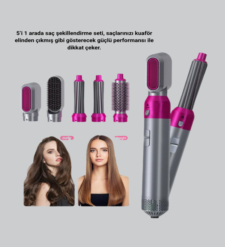 5’i 1 Arada Saç Şekillendirici Set Kuaför Düzeyinde Performans ve Ergonomik Tasarım - Lisinya