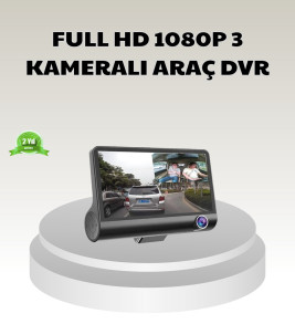 Araç DVR Kamerası 3’lü 170° Geniş Açılı Full HD ve Park Destekli - Lisinya