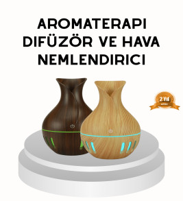 Ahşap Desenli 130 ml Aromaterapi Difüzör Sessiz ve USB Bağlantılı - Lisinya