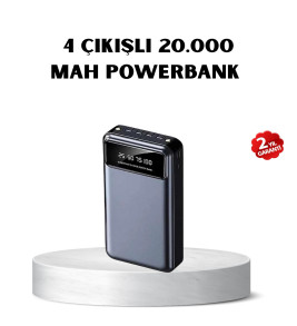 Powerbank 20000 mAh Hızlı Şarjlı LED Fenerli ve 4 Portlu - Lisinya