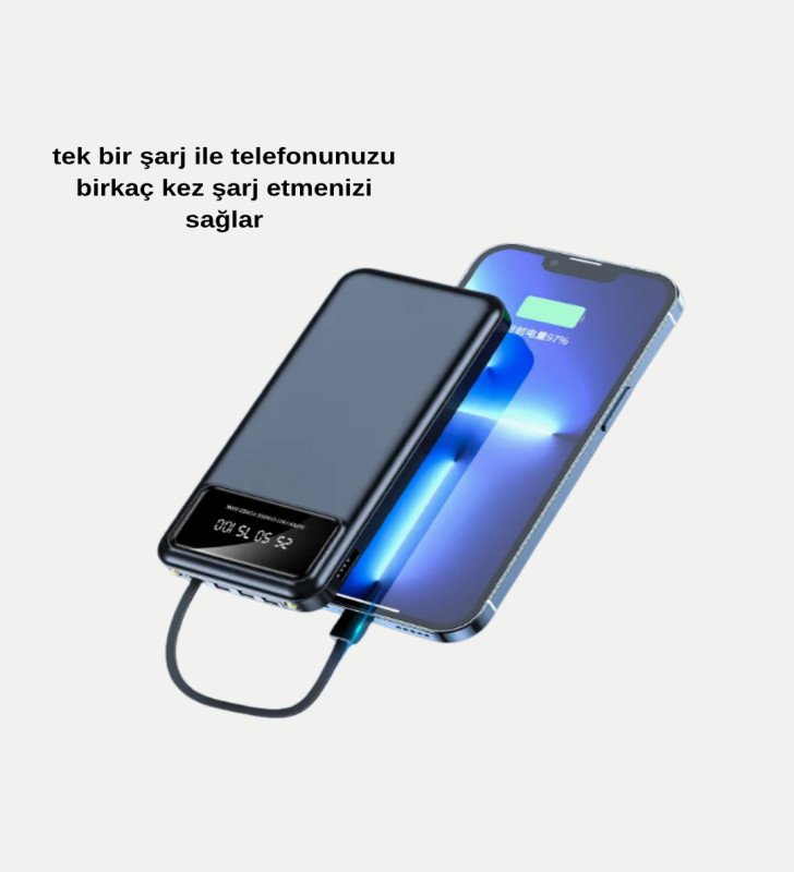 Powerbank 20000 mAh 4 Çıkışlı Hızlı Şarjlı ve LED Göstergeli - Lisinya