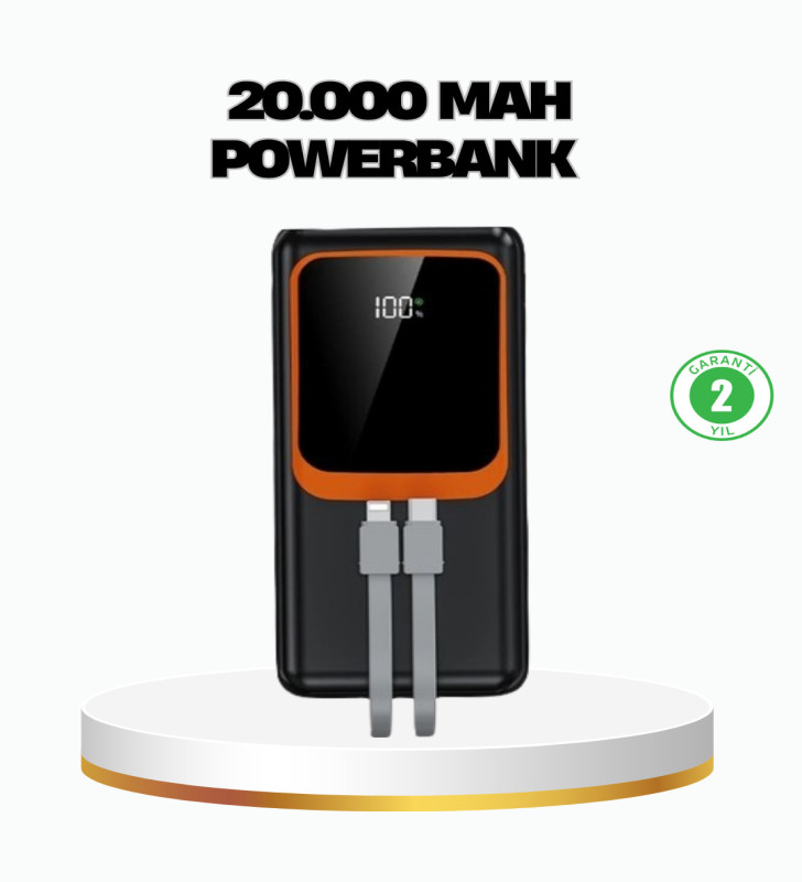 Powerbank 20000 mAh 22.5W Hızlı Şarjlı ve Kompakt Çoklu Kablo Çıkışlı - Lisinya