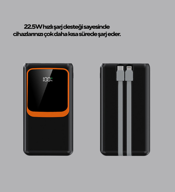 Powerbank 20000 mAh Yüksek Kapasiteli ve 22.5W Hızlı Şarj Destekli - Lisinya