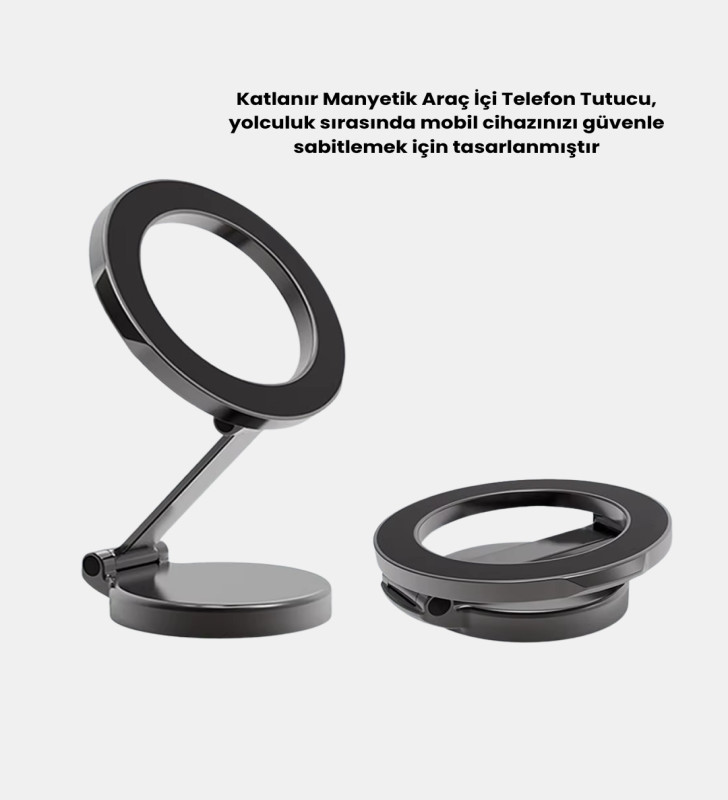 Manyetik Katlanabilir Araç Telefon Tutucu – MagSafe Uyumlu, 360° Ayarlanabilir, Güçlü Mıknatıs - Lisinya
