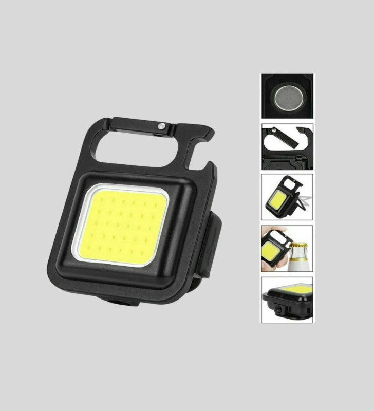 Mini 800 Lümen LED El Feneri – USB Şarjlı, 3 Kademeli Işık, Şişe Açacaklı Taşınabilir Tasarım - Lisinya