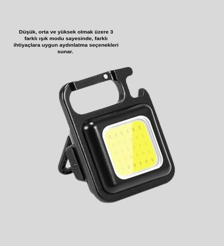 Mini 800 Lümen LED El Feneri – USB Şarjlı, 3 Kademeli Işık, Şişe Açacaklı Taşınabilir Tasarım - Lisinya