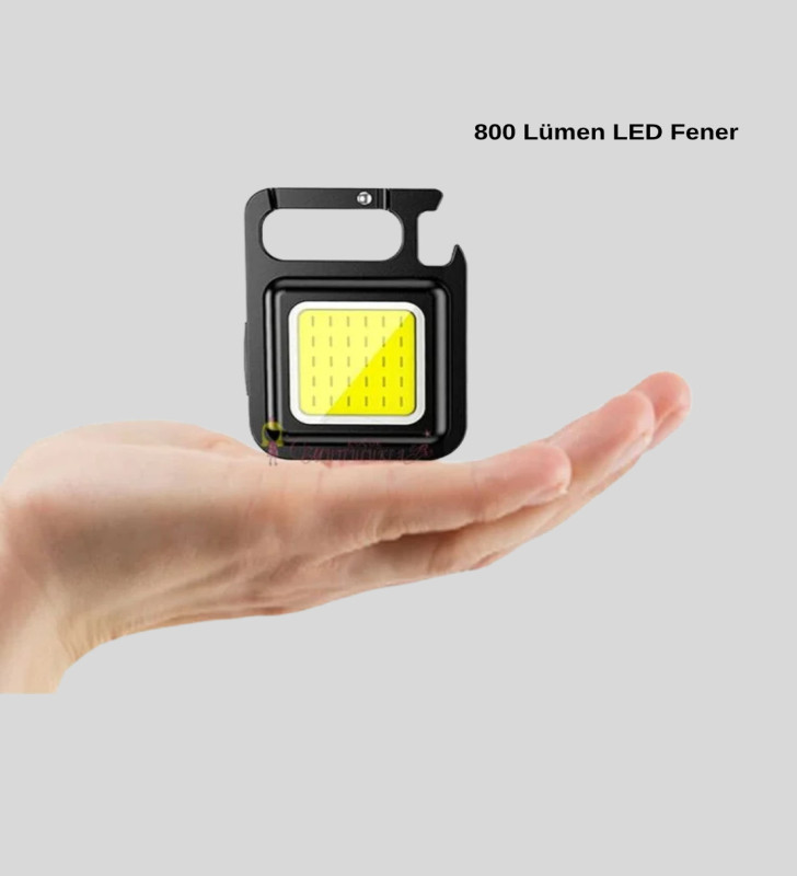 Mini 800 Lümen LED El Feneri – USB Şarjlı, 3 Kademeli Işık, Şişe Açacaklı Taşınabilir Tasarım - Lisinya