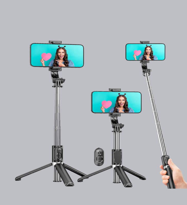 Kablosuz Bluetooth Selfie Çubuğu – 360° Dönebilir Başlık, Taşınabilir ve Şık Tasarım - Lisinya