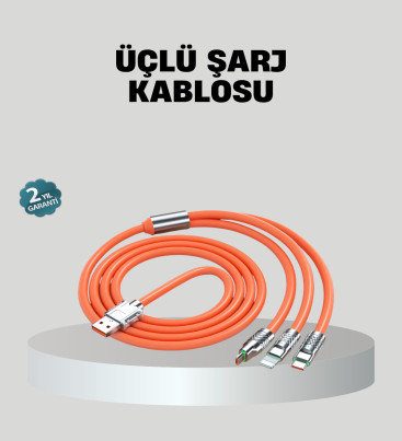 ÜÇLÜ Şarj Kablosu – Yüksek Hızlı, Dayanıklı ve Uzun Ömürlü - Lisinya