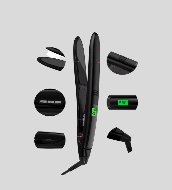 Isı Ayarlı Saç Düzleştirici Titanyum Seramik Plaka, Dijital Ekran - Lisinya