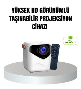 Taşınabilir 1080P HD Akıllı Projektör – 64GB Dahili Hafıza, 2GB RAM, Uzaktan Kumandalı - Lisinya