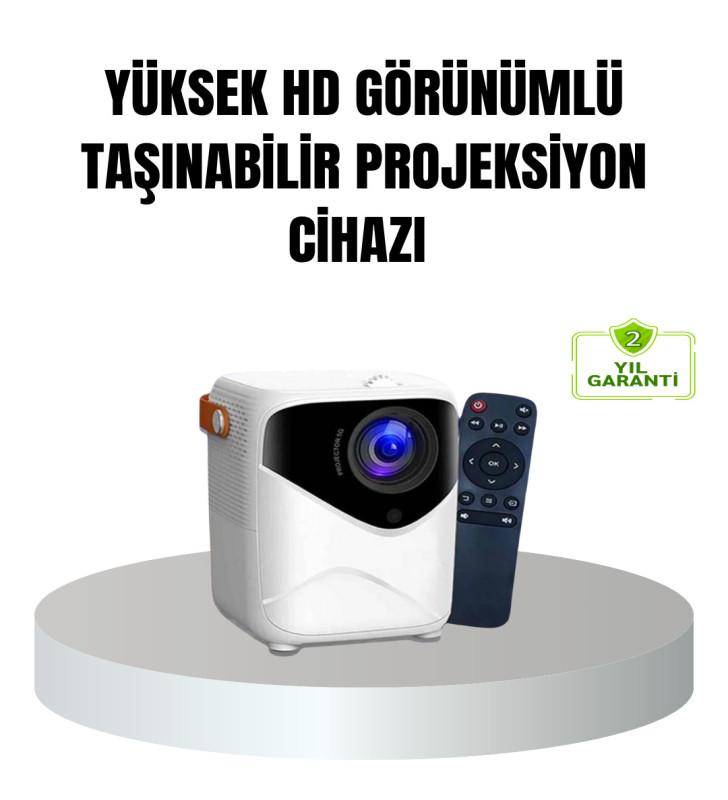 Taşınabilir 1080P HD Akıllı Projektör – 64GB Dahili Hafıza, 2GB RAM, Uzaktan Kumandalı - Lisinya