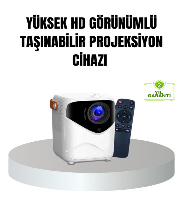 Taşınabilir 1080P HD Akıllı Projektör – 64GB Dahili Hafıza, 2GB RAM, Uzaktan Kumandalı - Lisinya